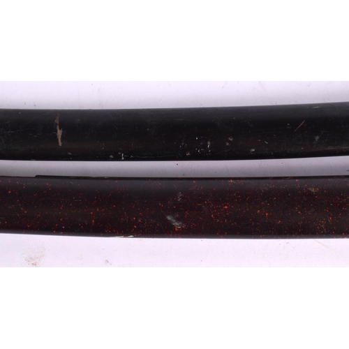 2366 - TWO 19TH CENTURY JAPANESE MEIJI PERIOD SWORDS with lacquered scabbards. Largest 70 cm long. (qty)