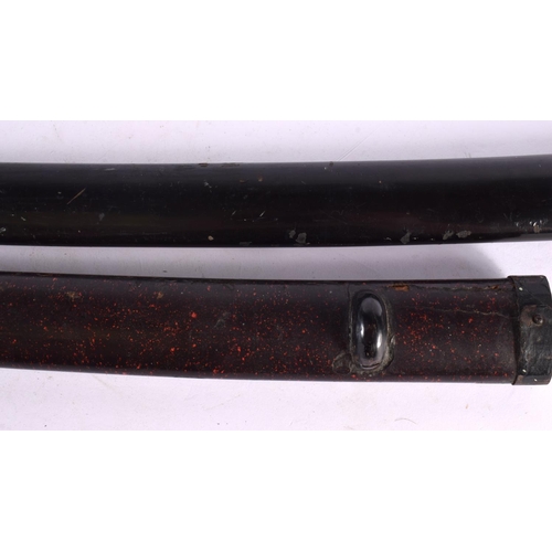 2366 - TWO 19TH CENTURY JAPANESE MEIJI PERIOD SWORDS with lacquered scabbards. Largest 70 cm long. (qty)