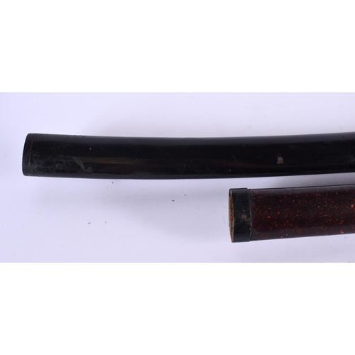 2366 - TWO 19TH CENTURY JAPANESE MEIJI PERIOD SWORDS with lacquered scabbards. Largest 70 cm long. (qty)