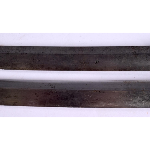 2366 - TWO 19TH CENTURY JAPANESE MEIJI PERIOD SWORDS with lacquered scabbards. Largest 70 cm long. (qty)