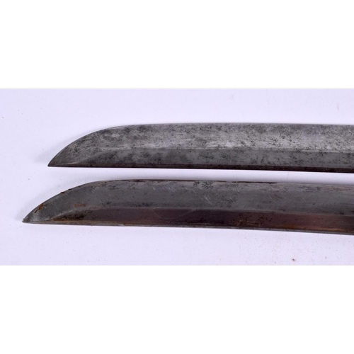 2366 - TWO 19TH CENTURY JAPANESE MEIJI PERIOD SWORDS with lacquered scabbards. Largest 70 cm long. (qty)