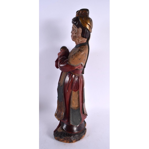 2420 - A LARGE 18TH/19TH CENTURY CHINESE LACQUERED WOOD FIGURE OF AN IMMORTAL Qing. 42 cm x 10 cm.