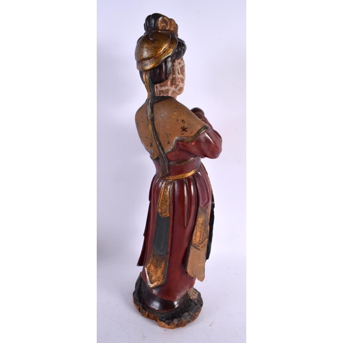 2420 - A LARGE 18TH/19TH CENTURY CHINESE LACQUERED WOOD FIGURE OF AN IMMORTAL Qing. 42 cm x 10 cm.