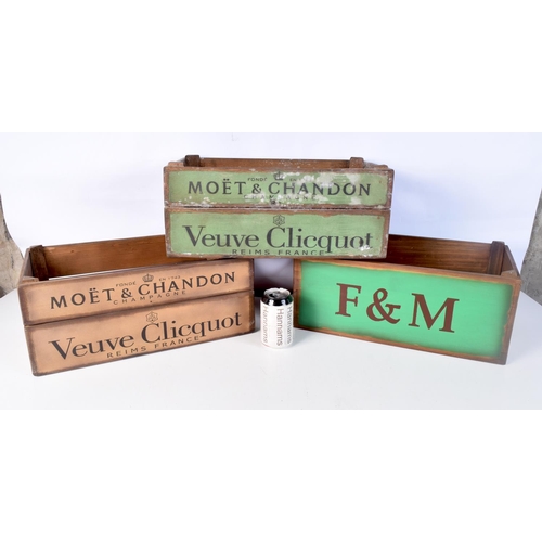 3761 - A wooden Champagne crates 19 x 44 x 25 cm (3).