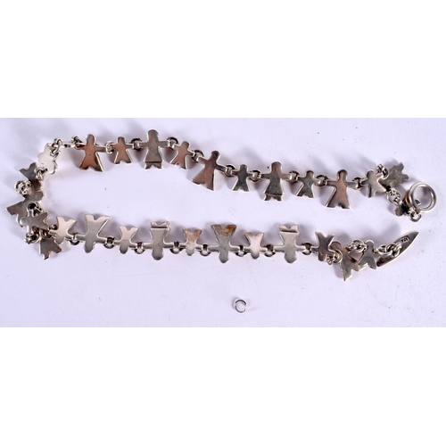 55 - AN UNUSUAL SILVER NECKLACE WITH FIGURE SHAPED LINKS. Length 43cm, weight 69g