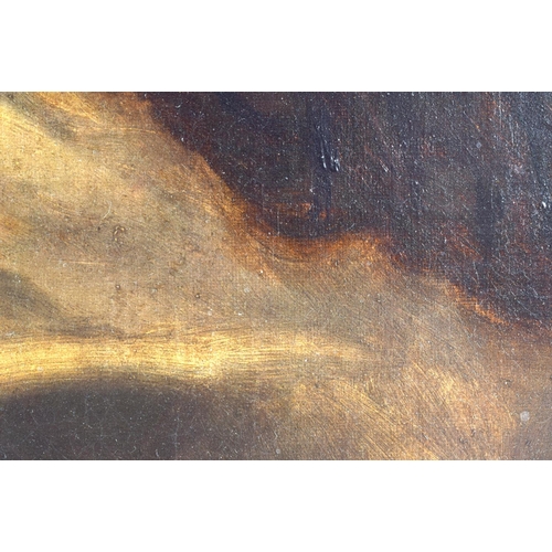 57 - Greek School (18th/19th Century) Oil on board, Side profile of a bearded scholar, Greek cyrillic bel... 