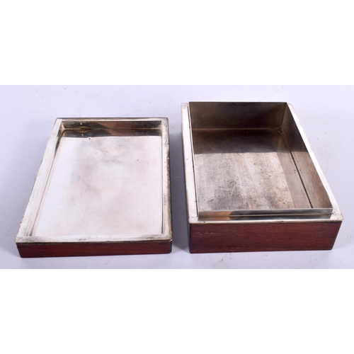 16 - A 19TH CENTURY JAPANESE MEIJI PERIOD SILVER AND HARDWOOD RECTANGULAR BOX AND COVER in the manner of ... 