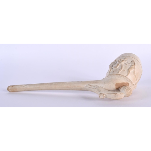 27 - AN UNUSUAL ANTIQUE CONTINENTAL MEERSCHAUM PIPE of Sporting interest, depicting rugby and footballing... 