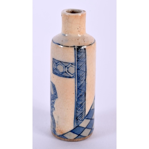 29 - A 19TH CENTURY CHINESE BLUE AND WHITE PORCELAIN SNUFF BOTTLE Qing, Kangxi style, painted with a scho... 