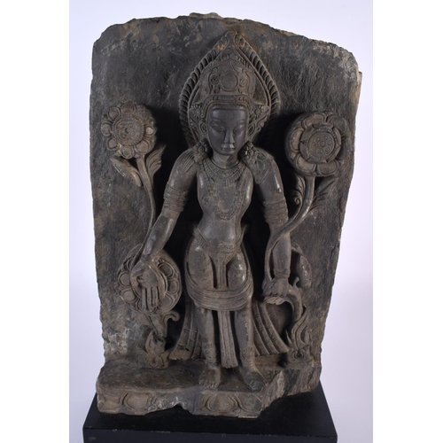 36 - A Grey Schist Stele of Standing Padmapani (Lotus in Hand), Uttar Pradesh, Northern India or Nepal. 1... 