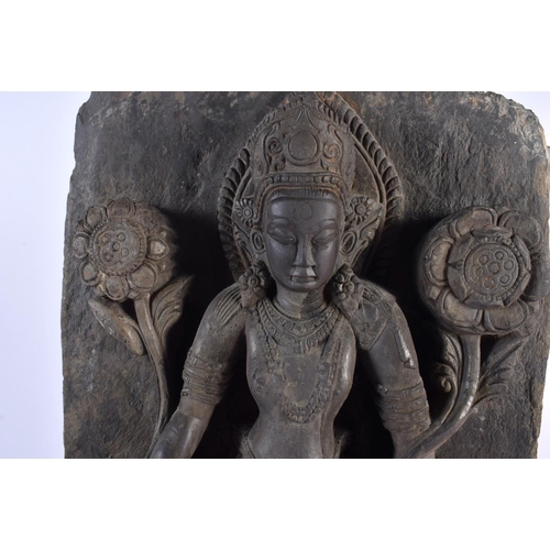 36 - A Grey Schist Stele of Standing Padmapani (Lotus in Hand), Uttar Pradesh, Northern India or Nepal. 1... 