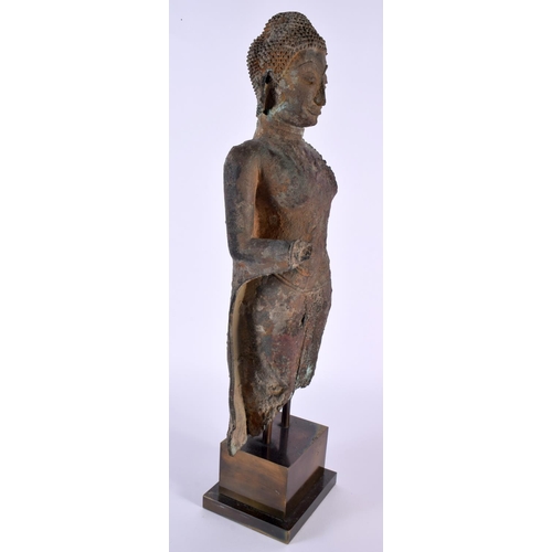 37 - A Very Rare 13th/14th Century Standing Bronze Buddha, Thailand, Sukotham from the collection of C. R... 