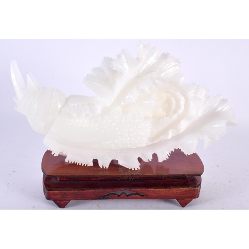 579 - A LARGE BOXED CHINESE REPUBLICAN PERIOD WHITE JADE SEA SLUG of naturalistic form. 27 cm x 15 cm.