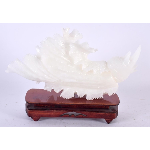 579 - A LARGE BOXED CHINESE REPUBLICAN PERIOD WHITE JADE SEA SLUG of naturalistic form. 27 cm x 15 cm.