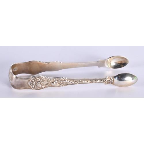 63 - A PAIR OF VICTORIAN SILVER SUGAR NIPS by George Angell. London 1855. 80.5 grams. 14.75 cm x 5 cm.