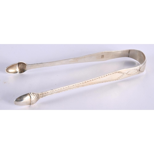 70 - A PAIR OF GEORGE III SILVER SUGAR NIPS Maker IM. 31.2 grams. 14.5 cm x 5.5 cm.