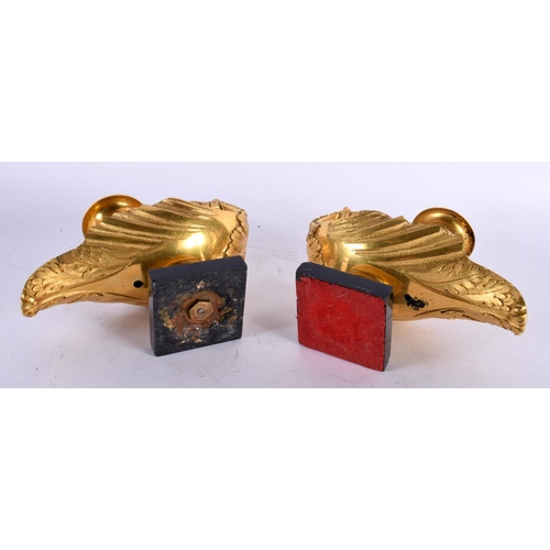 8 - A PAIR OF EARLY 19TH CENTURY ENGLISH REGENCY ORMOLU OIL LAMPS modelled in the classical Romanesque m... 