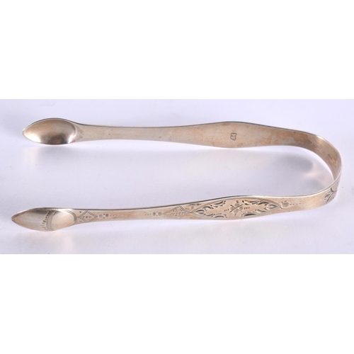 80 - A PAIR OF GEORGE III SILVER SUGAR NIPS Maker IF. London 1800. 25.4 grams. 13 cm x 5.5 cm.