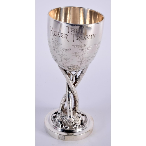 93 - A 19TH CENTURY CHINESE EXPORT SILVER THE KEPIER TROPHY GOBLET by Wang Hing. 128 grams. 13.75 cm x 6 ... 