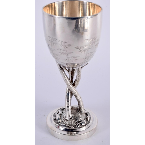 93 - A 19TH CENTURY CHINESE EXPORT SILVER THE KEPIER TROPHY GOBLET by Wang Hing. 128 grams. 13.75 cm x 6 ... 