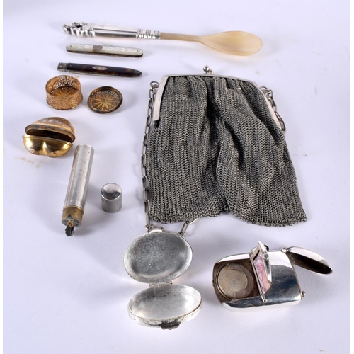 94 - ASSORTED SILVER AND SILVER PLATE including an enamelled box, tortoiseshell knife etc. 482 grams over... 