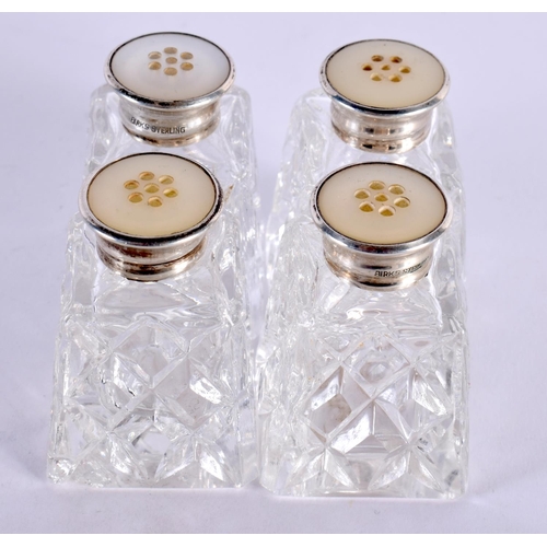 95 - FOUR BIRKS SILVER AND PEARL CONDIMENTS. 4.5 cm x 3.5 cm. (4)