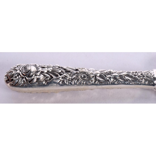 99 - A SILVER HANDLED CAKE SLICE by Kirk. 108 grams overall. 25 cm x 5.25 cm.