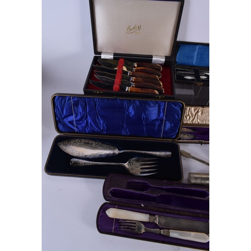 587 - A COLLECTION OF SILVER PLATED FLATWARE. (qty)