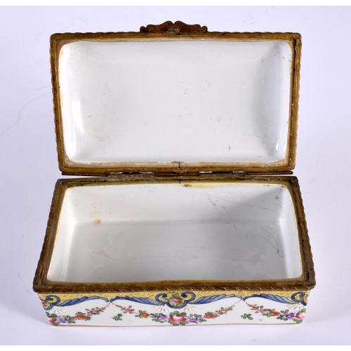 12 - A 19TH CENTURY FRENCH SAMSONS OF PARIS PORCELAIN CASKET painted with flowers and motifs. 15cm x 9 cm... 