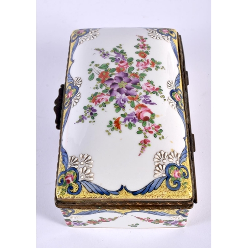 12 - A 19TH CENTURY FRENCH SAMSONS OF PARIS PORCELAIN CASKET painted with flowers and motifs. 15cm x 9 cm... 