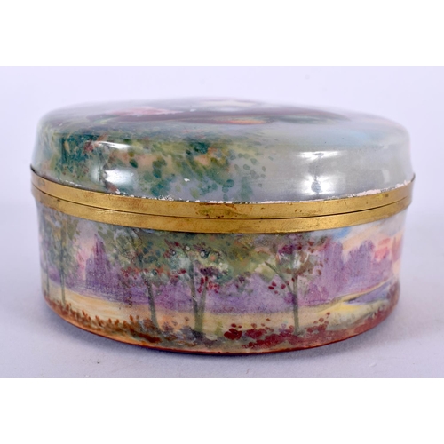 122 - A FINE LATE 19TH CENTURY FRENCH ENAMELLED BOX AND COVER painted with a portrait of a female. 8 cm di... 