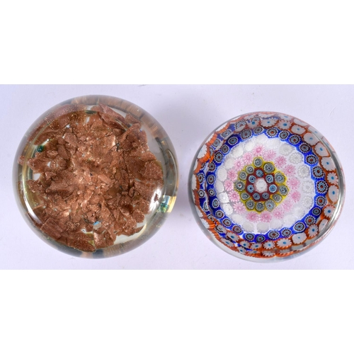 124 - TWO LARGE GLASS PAPERWEIGHTS. 8.5 cm diameter. (2)