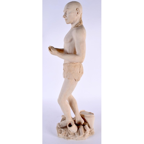 134 - AN ARTISAN MODEL OF A MALE by Janet King. 43 cm high.