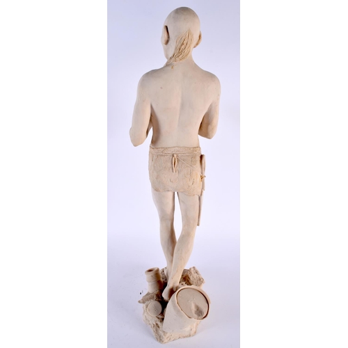 134 - AN ARTISAN MODEL OF A MALE by Janet King. 43 cm high.