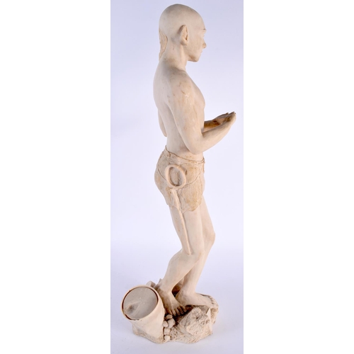 134 - AN ARTISAN MODEL OF A MALE by Janet King. 43 cm high.