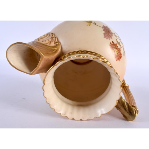 136 - AN ANTIQUE ROYAL WORCESTER BLUSH IVORY TEAPOT together with a plate and shell dish. Largest 16 cm wi... 