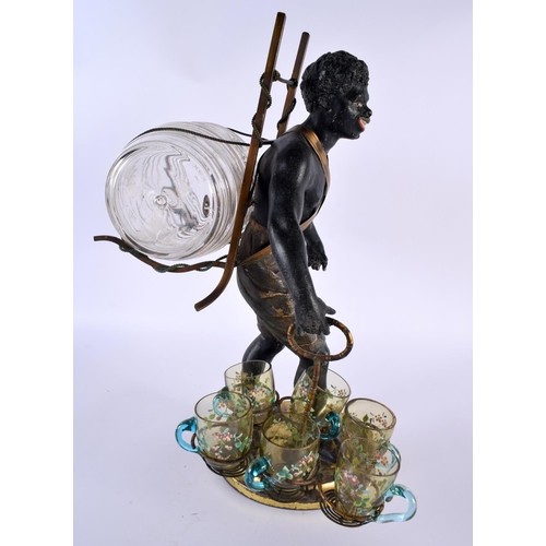 146 - A RARE LARGE 19TH CENTURY CONTINENTAL BRONZE AND SPELTER FIGURAL DECANTER modelled roaming. 36 cm hi... 