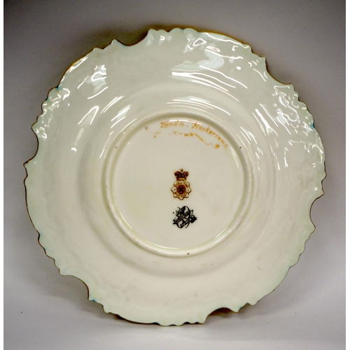 185 - Late 19th century Doulton Burslem plate painted with flowers signed D. Dewsberry.  23.5cm diameter