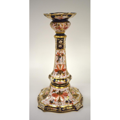 214 - Royal Crown Derby candlestick Old Witches pattern date mark for 1917.  16.5cm high