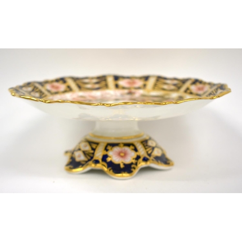 218 - Royal Crown Derby tazza or comport painted with imari pattern 2451, printed, impressed and painted m... 