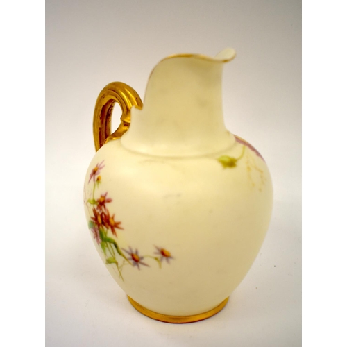 226 - Royal Worcester jug printed and painted with flowers and butterfilies in the manner of Edward Raby, ... 