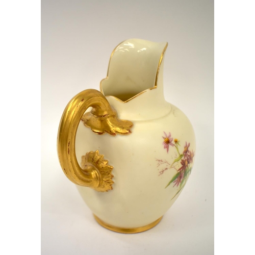 226 - Royal Worcester jug printed and painted with flowers and butterfilies in the manner of Edward Raby, ... 