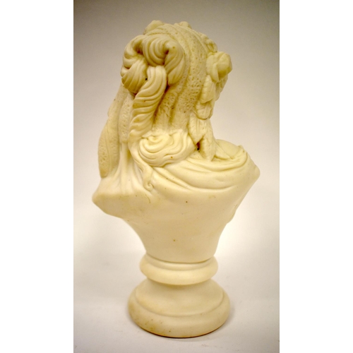 231 - 19th century English Parian bust of a young woman probably Robinson and Leadbeatter.  21cm high