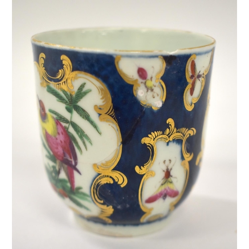 236 - 18th century Worcester saucer dish and matching coffee cup and saucer painted with exotic birds in m... 