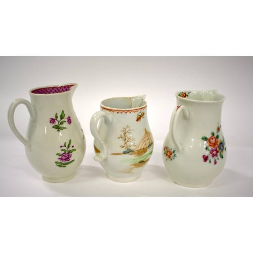 240 - 18th century Worcester sparrowbeak jug painted with trailing coloured flowers, a Worcester Chinese e... 