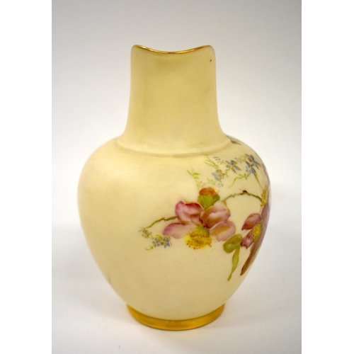 244 - Royal Worcester jug painted with dog roses and other flowers flowers, date mark for 1898.  12.5cm hi... 