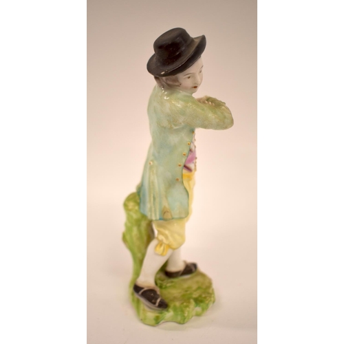 282 - 18th century Derby rare figure of Winter from the Rustic Seasons, the boy wearing ice skates and a l... 