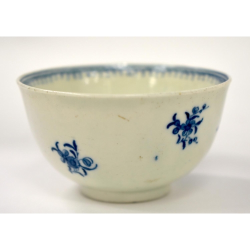 287 - Worcester teabowl and saucer painted in underglaze blue with the with the Waiting Chinaman pattern c... 