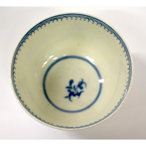 287 - Worcester teabowl and saucer painted in underglaze blue with the with the Waiting Chinaman pattern c... 