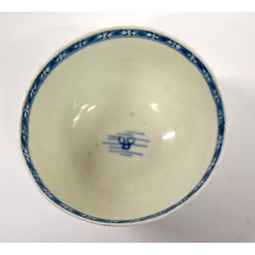 288 - Worcester teabowl and saucer painted in underglaze blue with the Rock Strata Island pattern c. 1770-... 